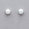 Button Pearl Sterling Silver Post Earrings