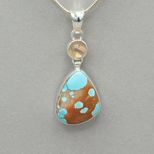 Turquoise with Rutilated Quartz Sterling Silver Pendant