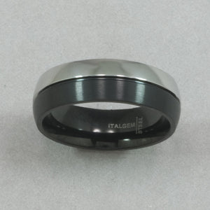Italgem Stainless Steel Black and White Tiffany Ring