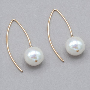 Baroque Pearl Marquise Wire Earrings