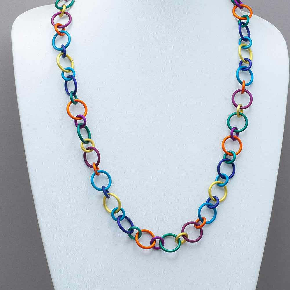 Sylvi Harwin Brightly Colored Chain in Anodized Aluminum Rainbow Bridge