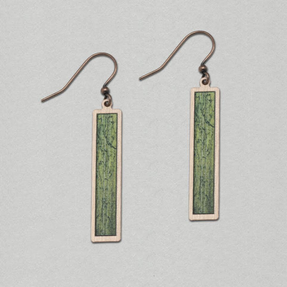 Illustrated Light Aspen Grove Nature Photography Copper Showcase Rectangle Earrings