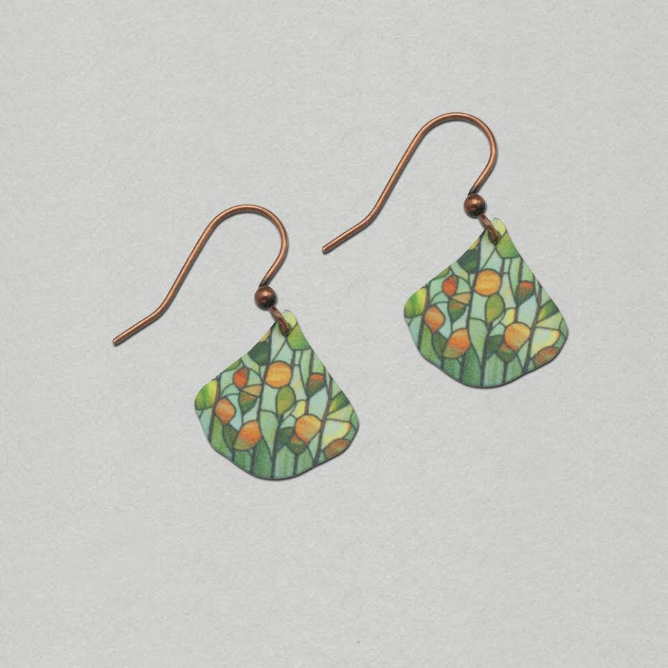 Illustrated Light Stained Glass Ginkgo Handmade Earrings