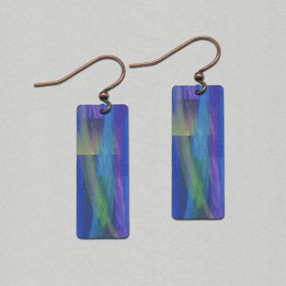 Illustrated Light Purple Rainbow Abstract Banner Earrings