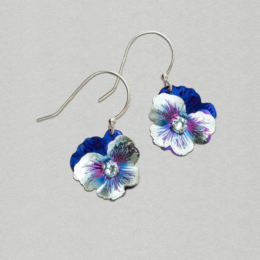 Holly Yashi Garden Pansy Drop Earrings - Bonnie Blue