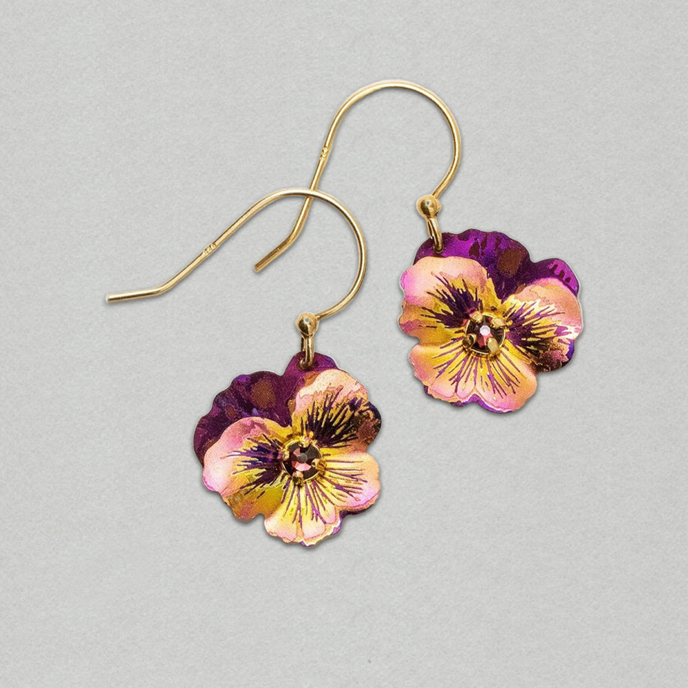Holly Yashi Garden Pansy Drop Earrings - Vintage Burgundy