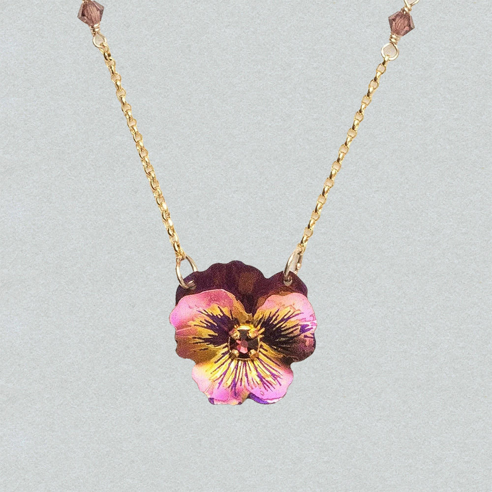 Holly Yashi Garden Pansy Pendant Necklace - Vintage Burgundy