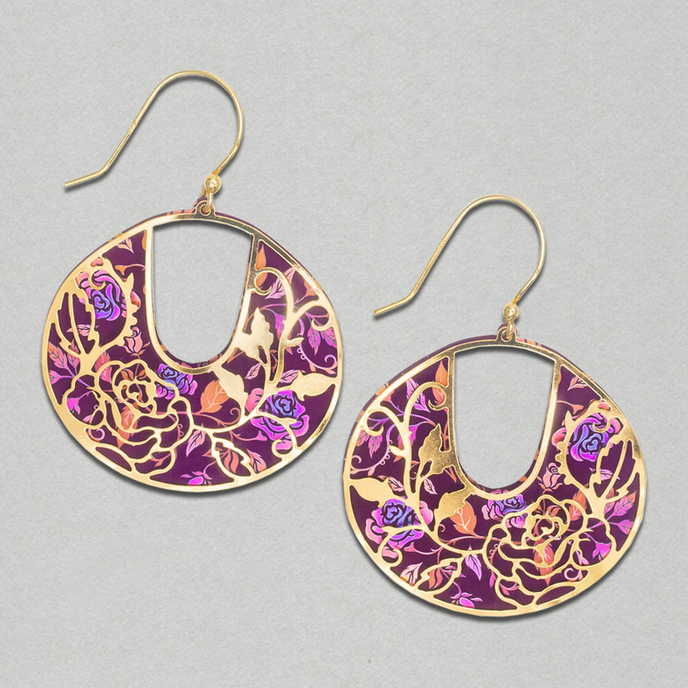 Holly Yashi Climbing Rose Earrings- Vintage Burgundy