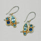 Michou Blue Topaz Kyanite Silver and Gold Earrings