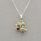 Michou Blue Topaz Kyanite Silver and Gold Pendant Necklace