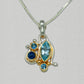 Michou Blue Topaz Kyanite Silver and Gold Pendant Necklace