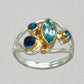 Michou Blue Topaz Kyanite Silver and Gold Ring