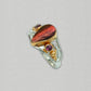 Michou Sterling Silver and Gold Vermeil Ring of Copper Colored Jewel Beetle Wing and Tourmaline