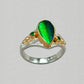 Michou Sterling Silver and Gold Vermeil Ring with Jewel Beetle Wing and Emeralds