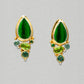 Michou Sterling Silver and Gold Vermeil Earring with Green Jewel Beetle Wing, Emerald, Peridot and Topaz