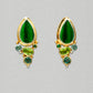 Michou Sterling Silver and Gold Vermeil Earring with Green Jewel Beetle Wing, Emerald, Peridot and Topaz