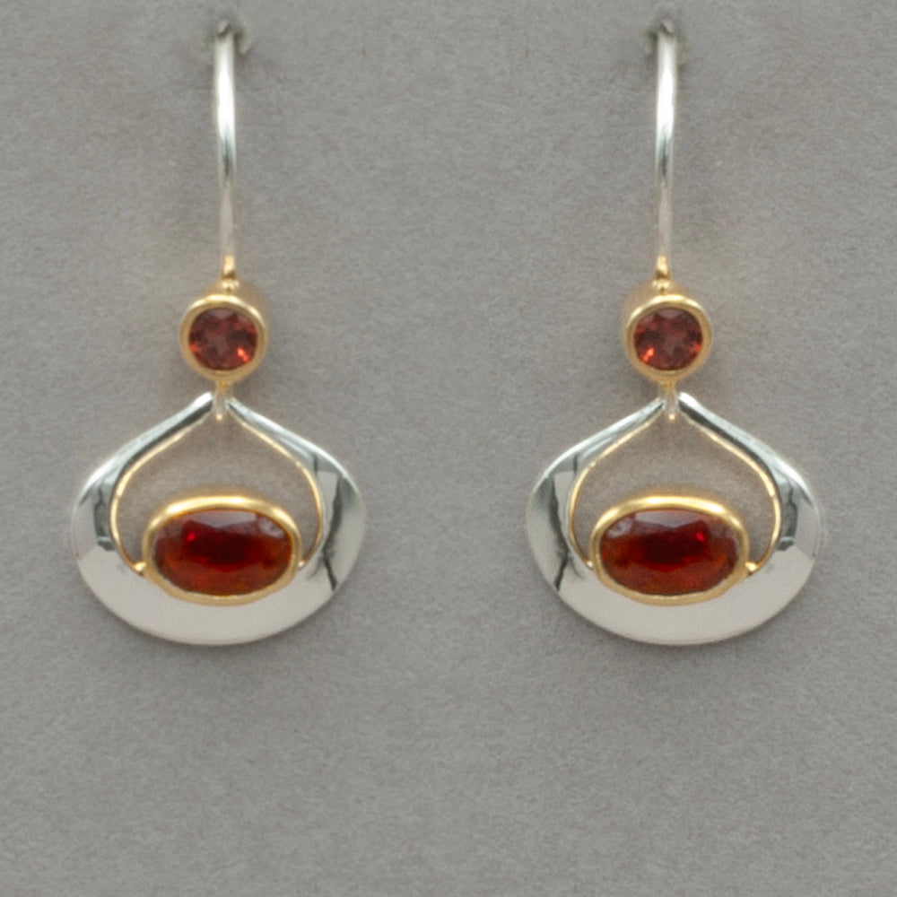 Michou Garnet Silver and Gold Earrings