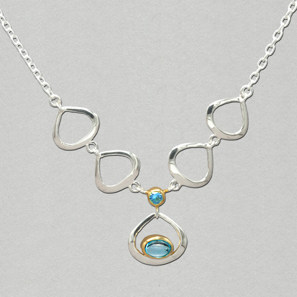 Michou Sterling silver and 22K Gold Vermeil Blue Topaz Necklace