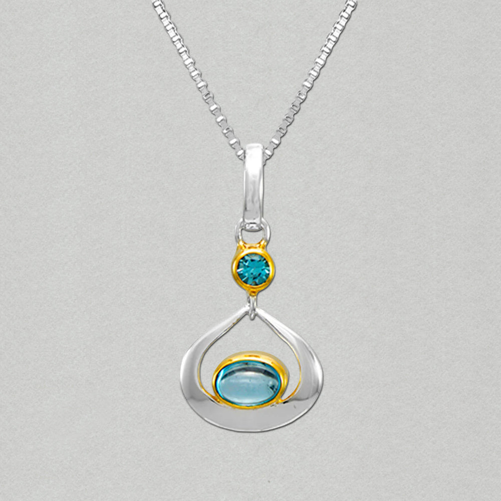 Michou Sterling Silver and Gold Vermeil Necklace with Blue Topaz