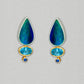 Michou Sterling Silver and Gold Vermeil Earring with Jewel Beetle Wing, Topaz and Sapphire