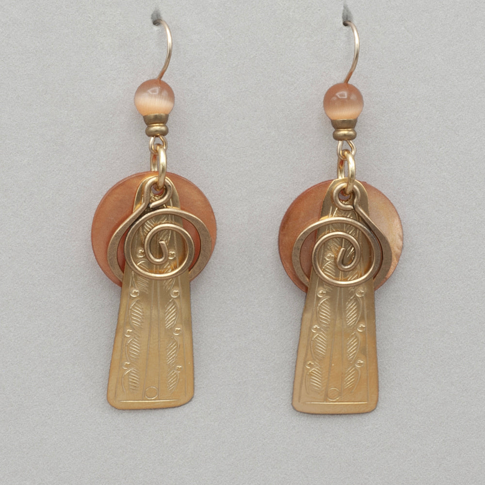 John Michael Richardson Spiral Miracles Earrings- Apricot