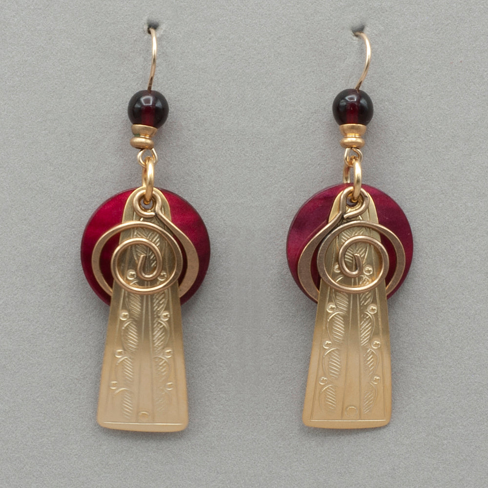 JMR Spiral Miracle Earrings - Red/Gold