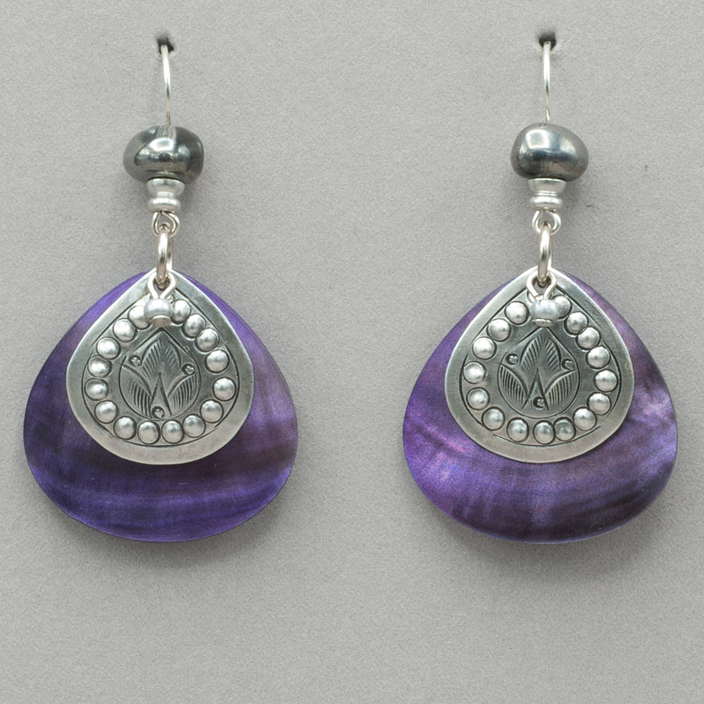 JMR Figgy Drop Earrings - Purple/Silver