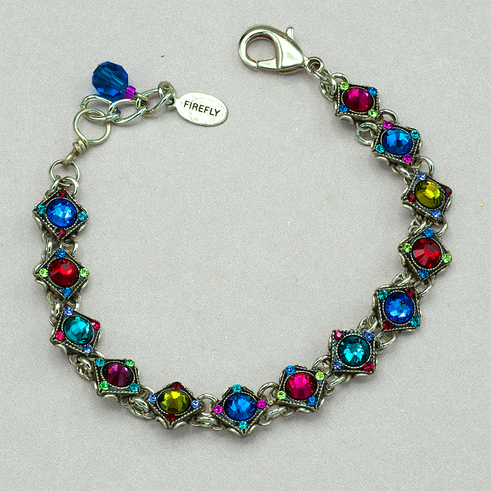 Firefly Rainbow Diamond-Shape Bracelet - Jewel Tone