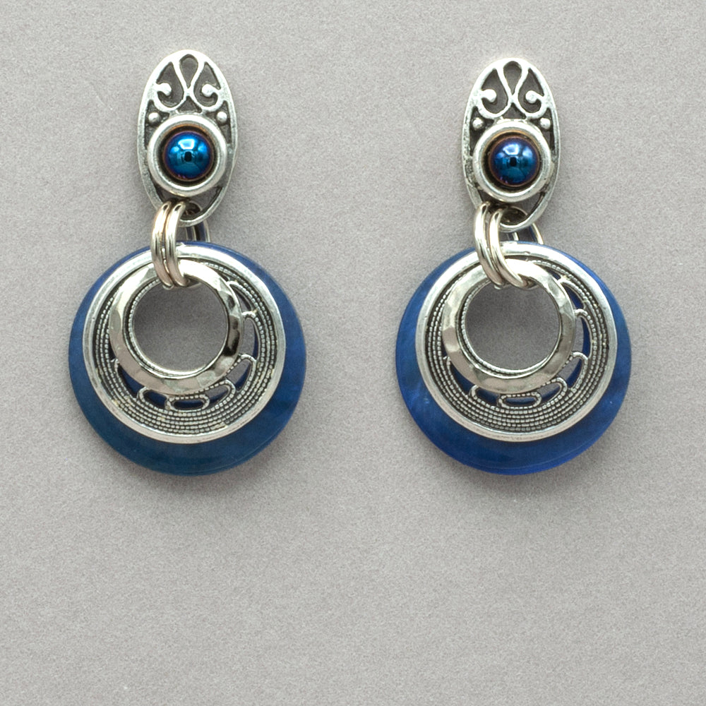 John Michael Richardson Filagree Moons Earrings- Silver