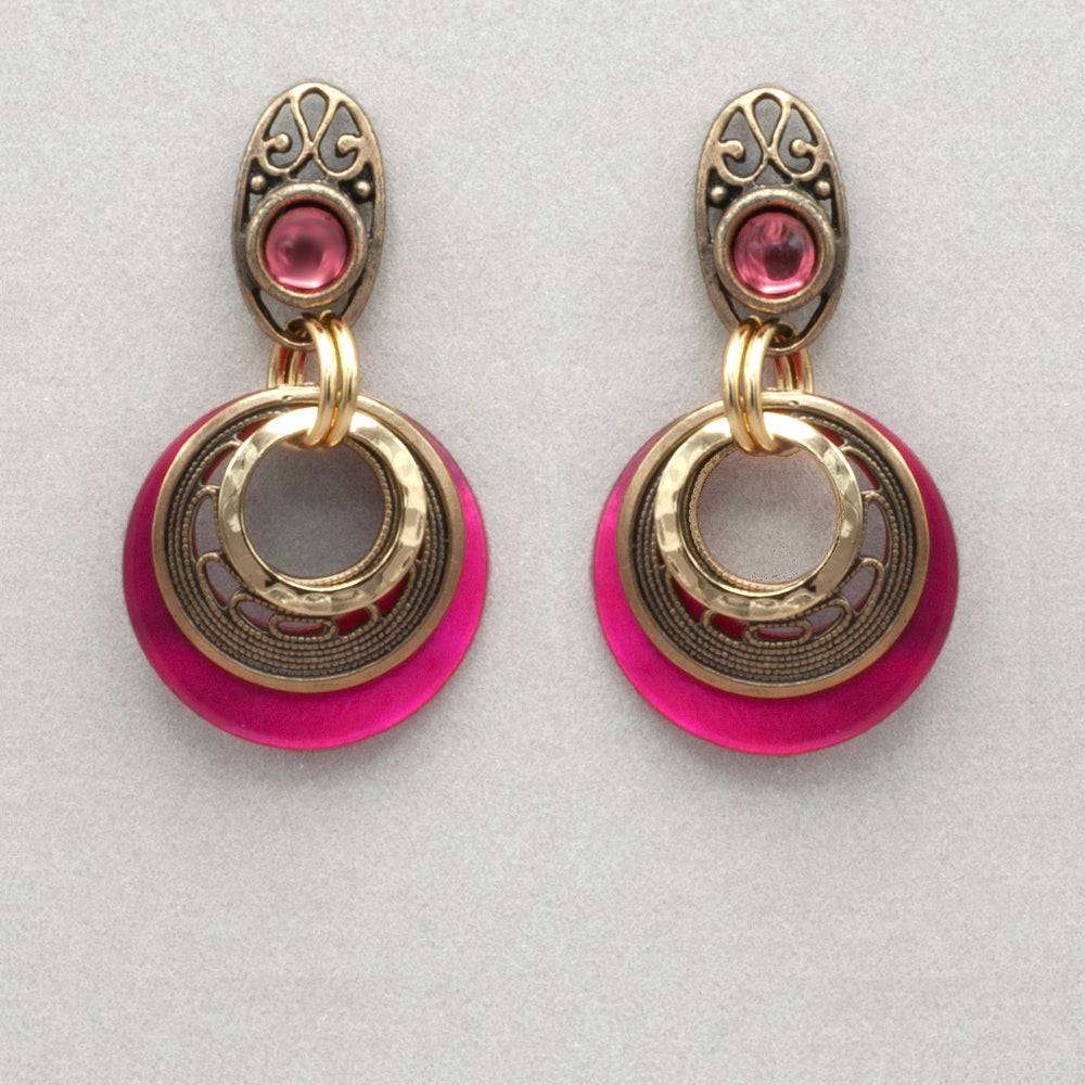 John Michael Richardson Filagree Moons Earrings- Gold