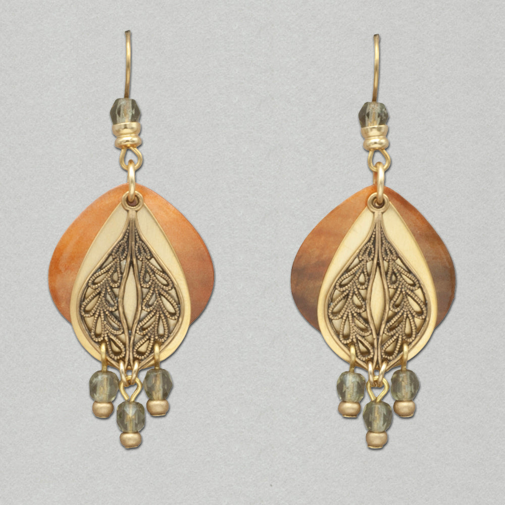 JMR Party Peacock Earrings Apricot Gold