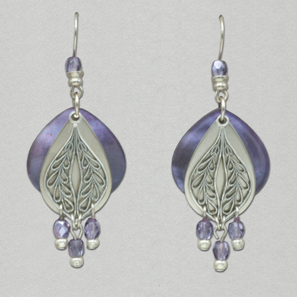 JMR Party Peacock Earrings Silver Violet