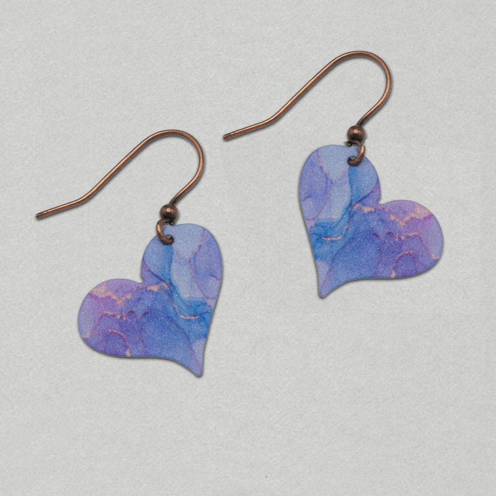 Illustrated Light Iridescent Shell Heart Handmade Earrings