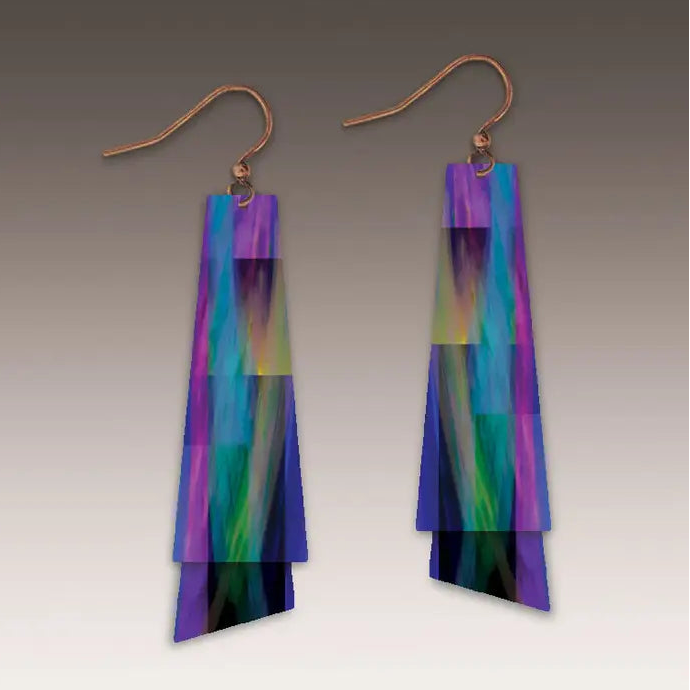 Illustrated Light Purple Rainbow Abstract Flutter Multilayer Earrings
