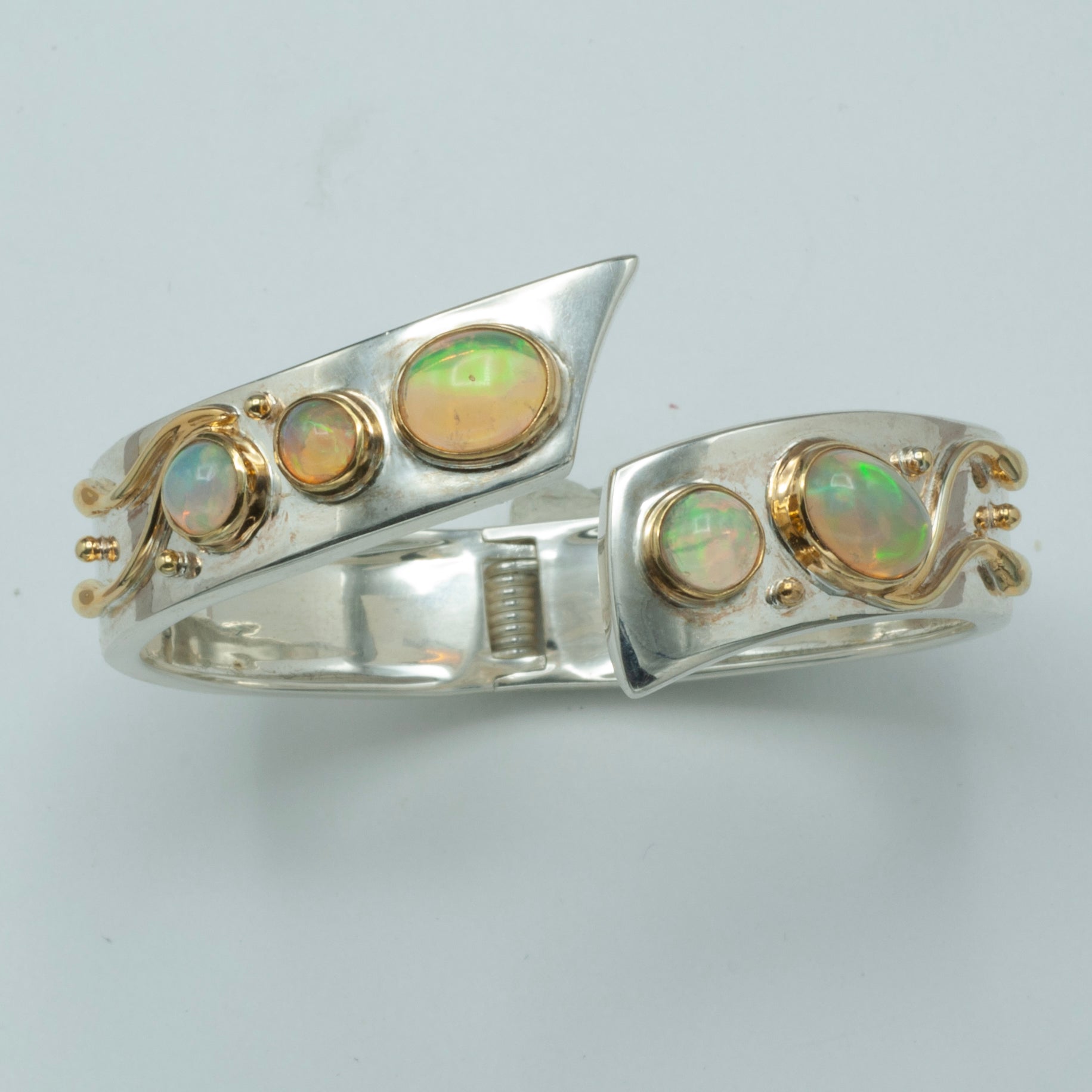 Michou 22K Gold Vermeil Hinged Cuff Bracelet with Five Ethiopian Opals