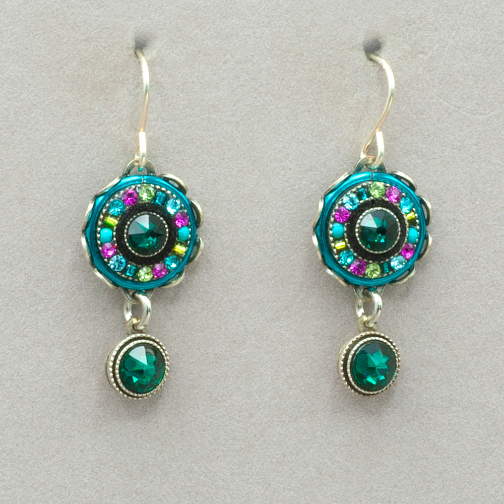 Firefly La Dolce Vita Circle Earrings with Dangle - Emerald