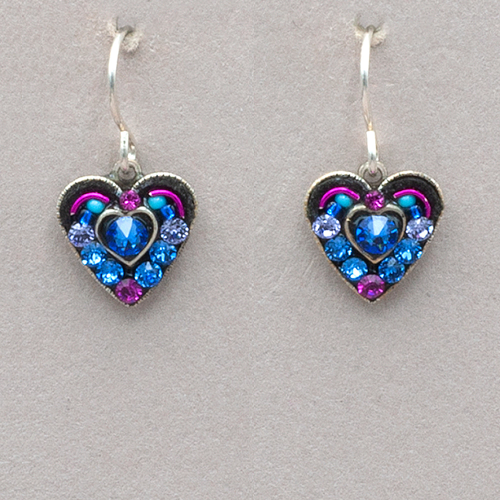 Firefly Small Crystal Heart Earrings - Sapphire