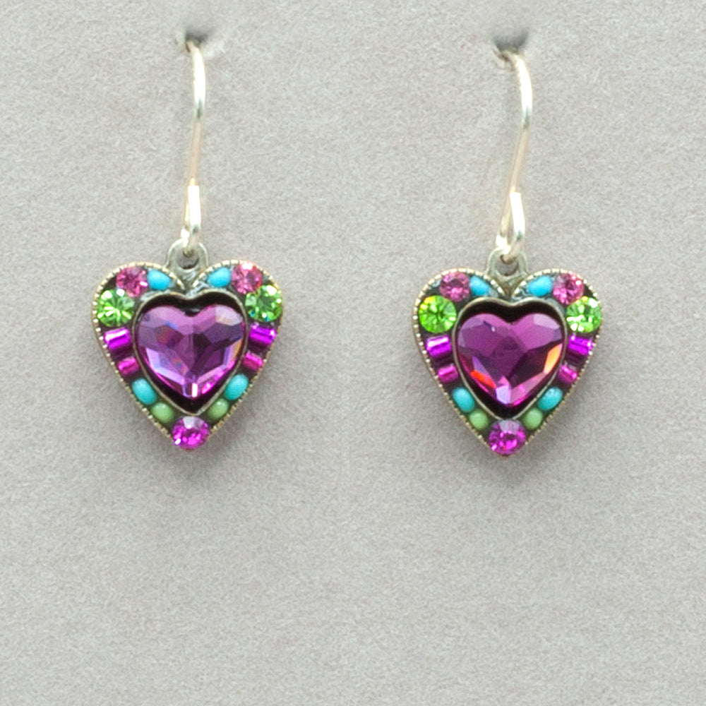 Firefly Crystal Heart Earrings - Rose