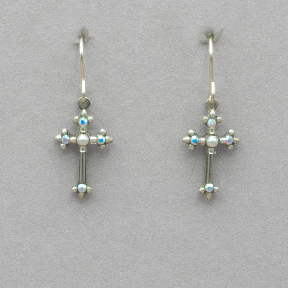 Firefly Dainty Cross Earrings - White