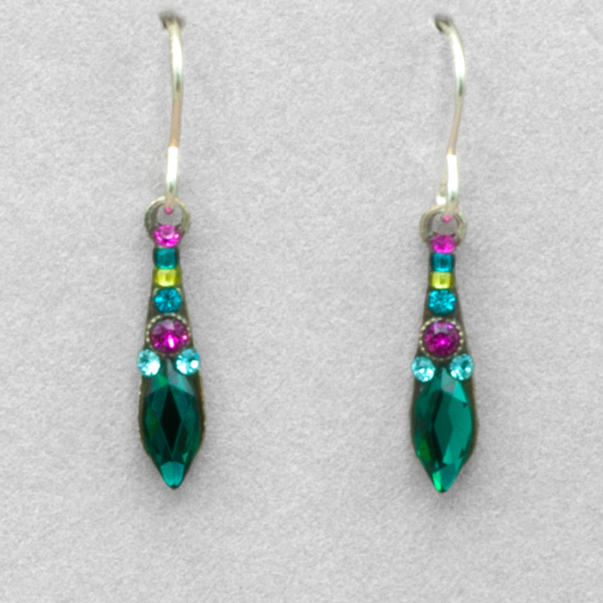 Firefly Gazelle Small Drop Earrings - Emerald