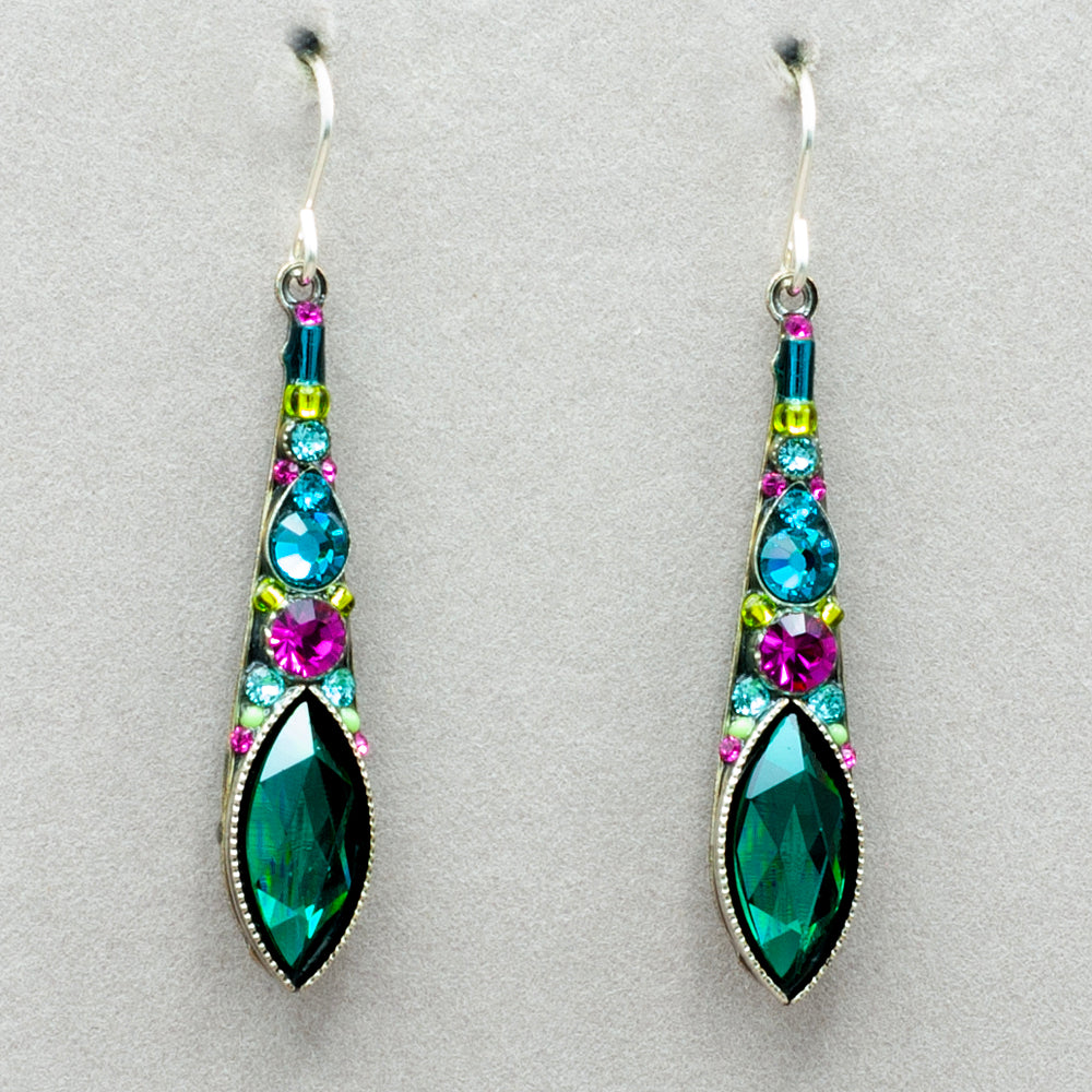Firefly Gazelle Large Drop Earrings - Emerald