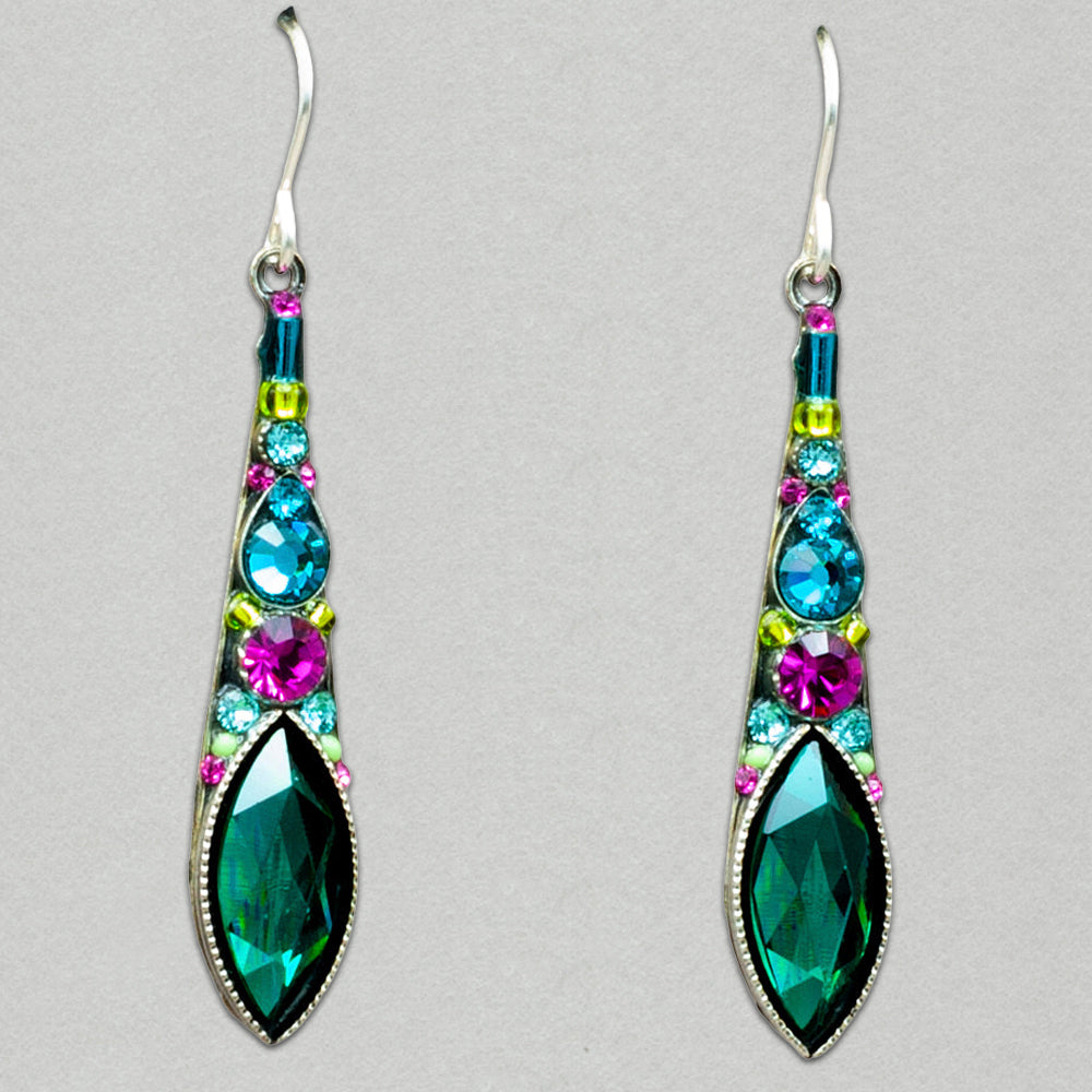 Firefly Gazelle Large Drop Earrings - Emerald