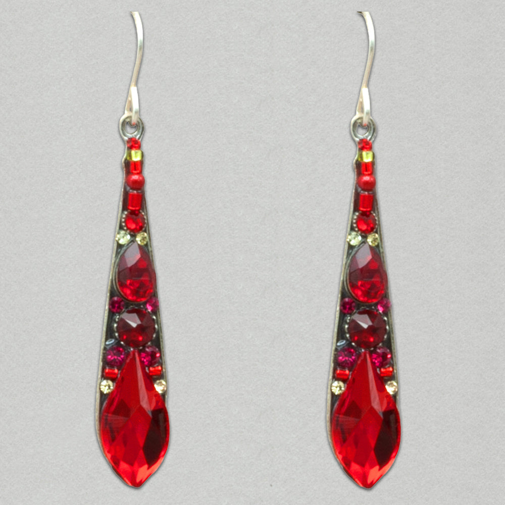 Firefly Gazelle Large Drop Earrings - Red
