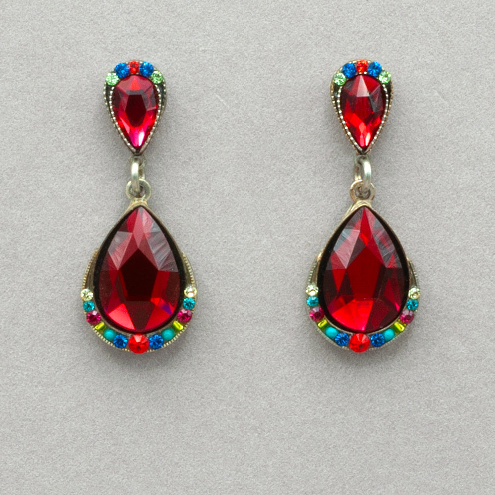 Firefly Elizabeth Large Drop Post Earrings - Red