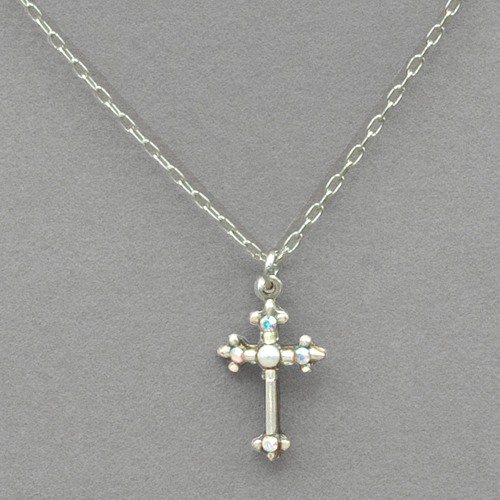 Firefly Dainty Cross Necklace - White