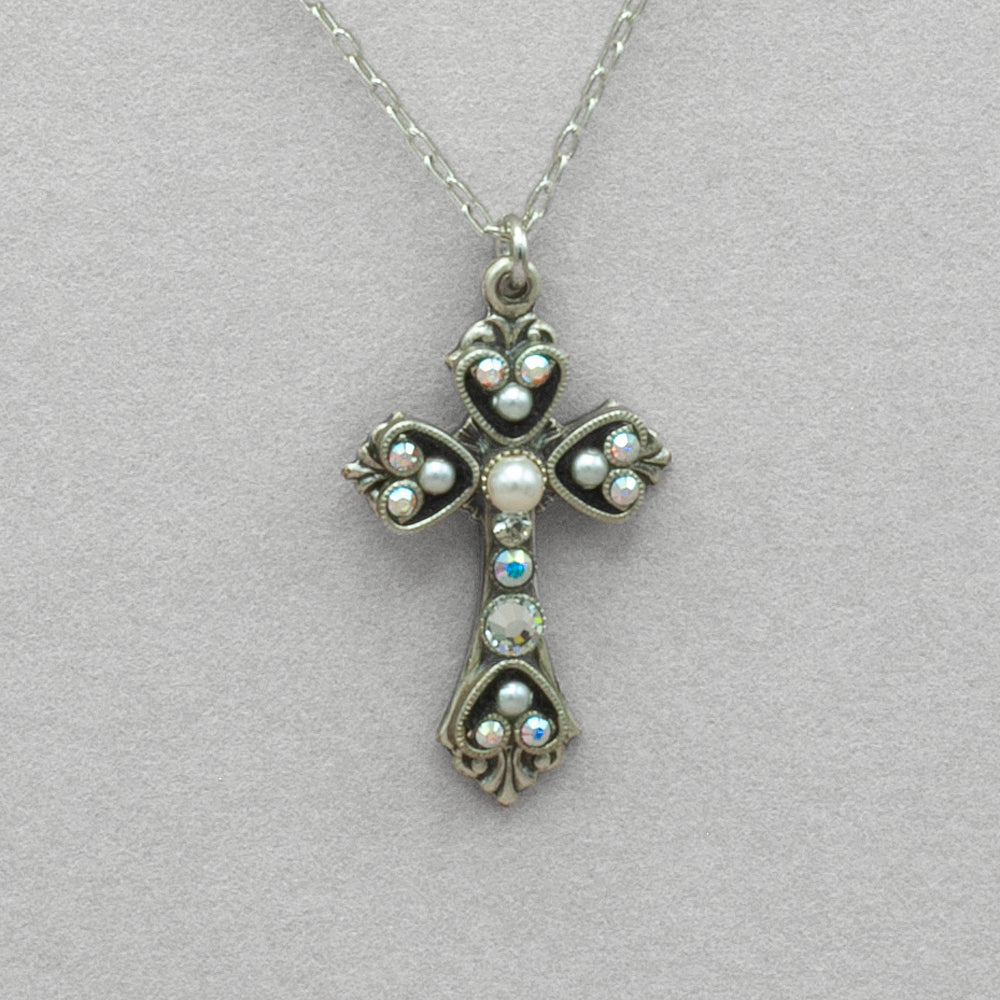 Firefly Medium Cross Necklace - White