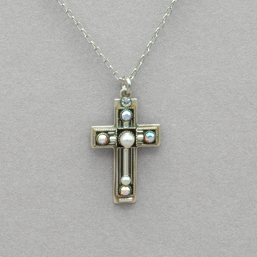 Firefly Medium Cross Necklace - White