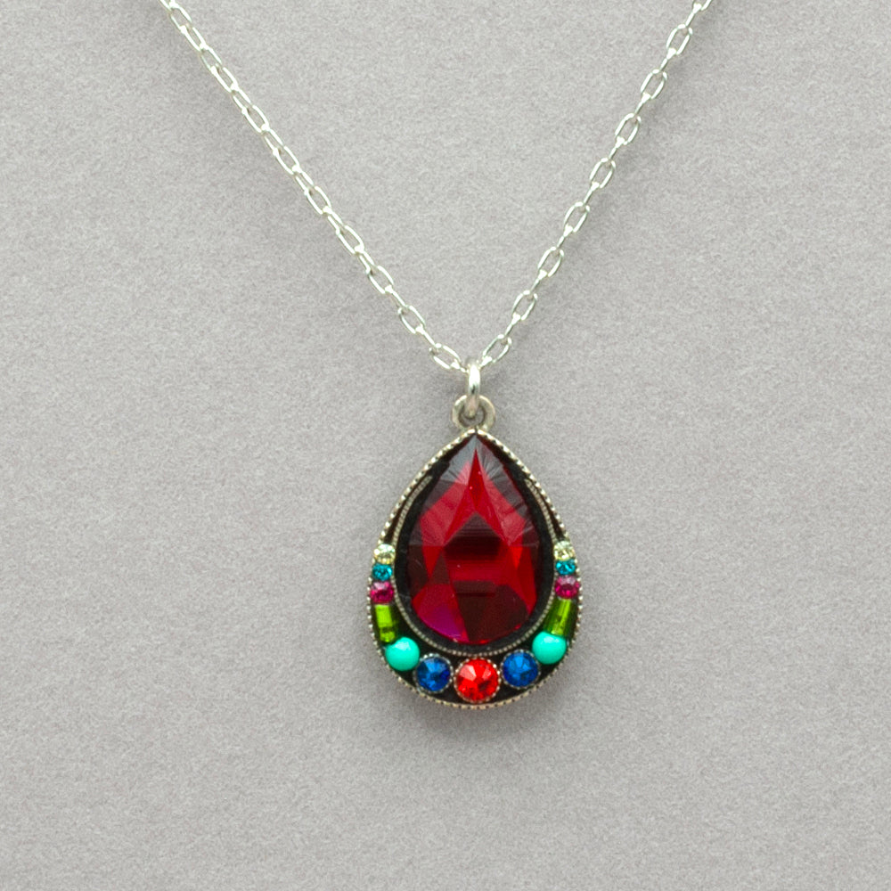 Firefly Elizabeth Large Drop Red Pendant - Multicolor