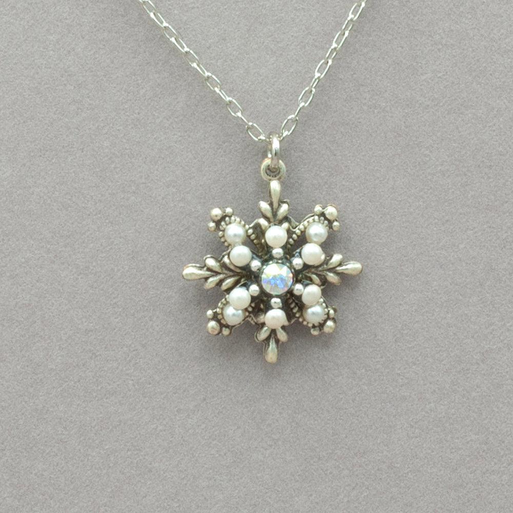 Firefly Snowflake Pendant Necklace - White
