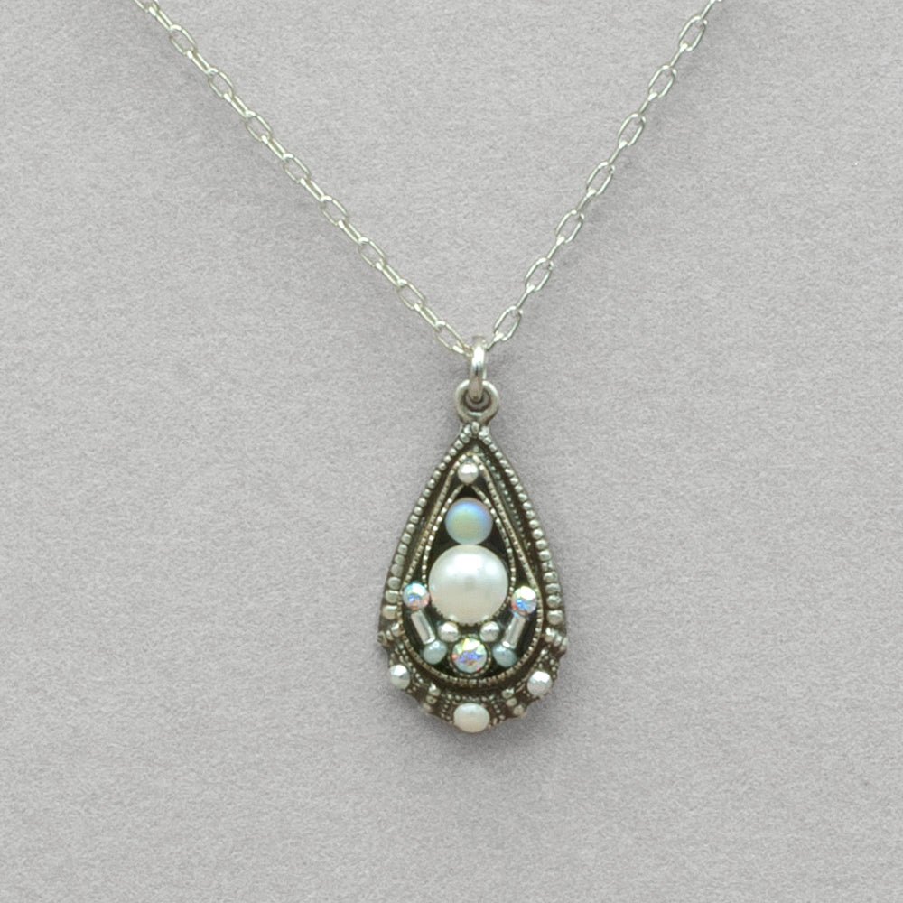 Firefly Glass Pearl Drop Pendant Necklace - White